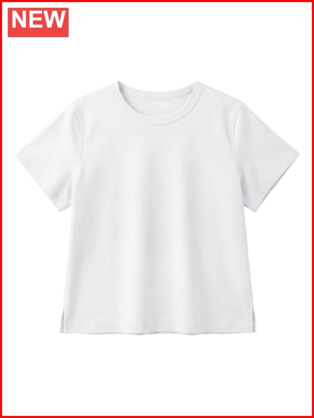 Women's Cotton Crop T-Shirt Boxy Fit Crewneck Slit Hem Short Sleeve Tee